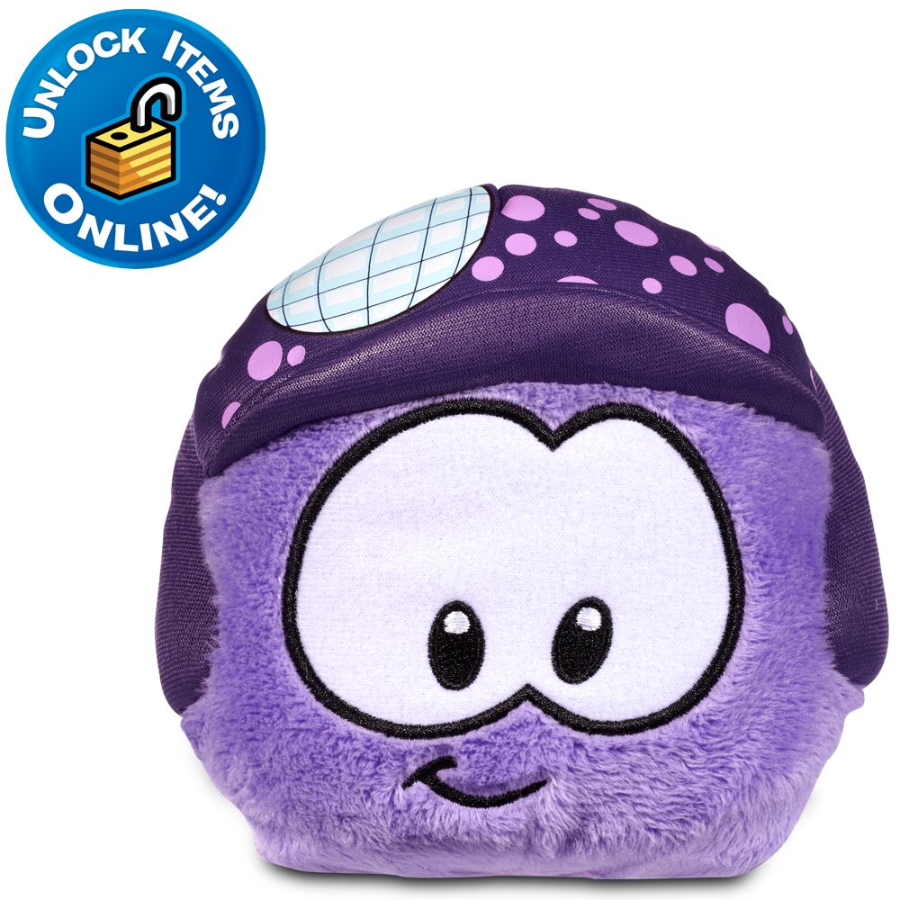 Club Penguin Purple Pet Puffle Plush with Disco Hat -- 4'' H