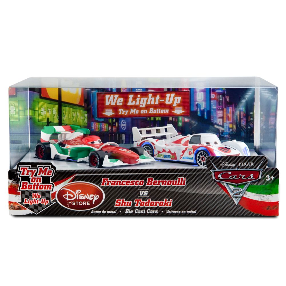 Light-Up Racing Rivals Cars 2 Die Cast Set #3 -- Francesco Bernoulli vs. Shu Todoroki