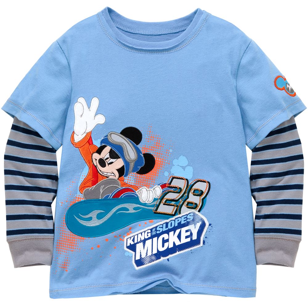Double-up Striped Long Sleeve Mickey Mouse Tee for Boys