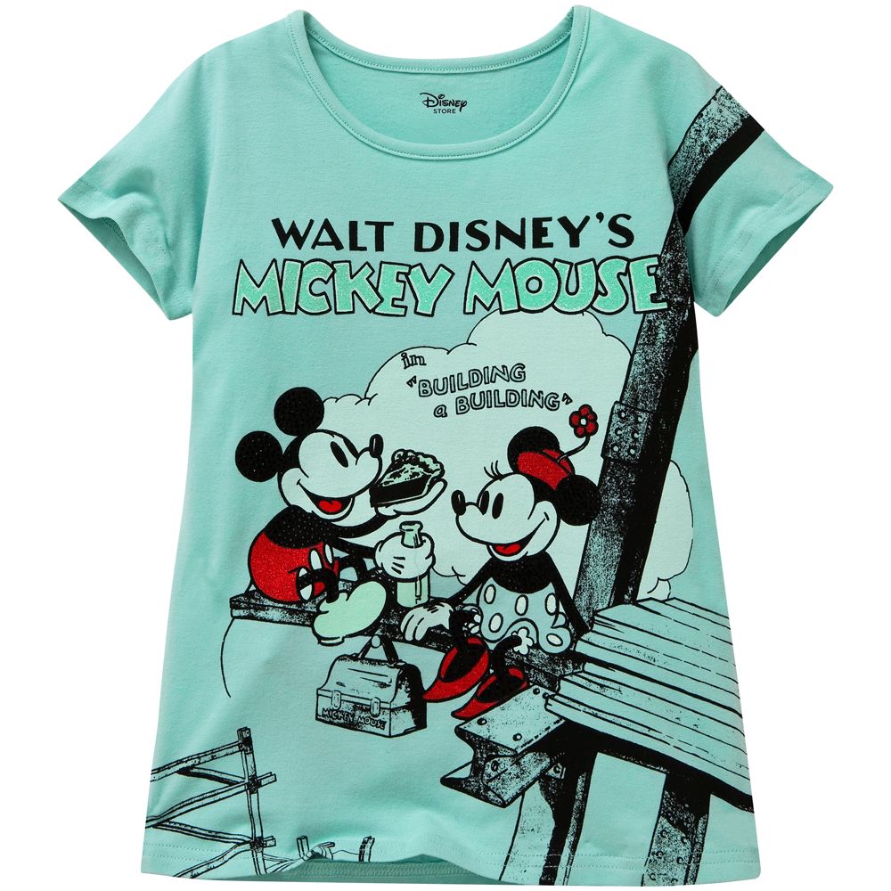 Classic Poster Minnie and Mickey Mouse Tee for Girls -- ''Building a Building''