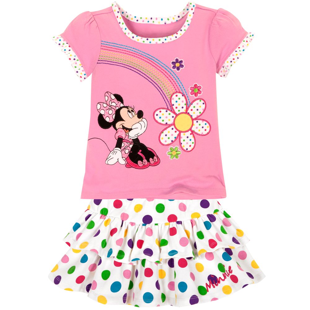 Rainbow Minnie Mouse Skirt Set for Toddler Girls -- 2-Pc.