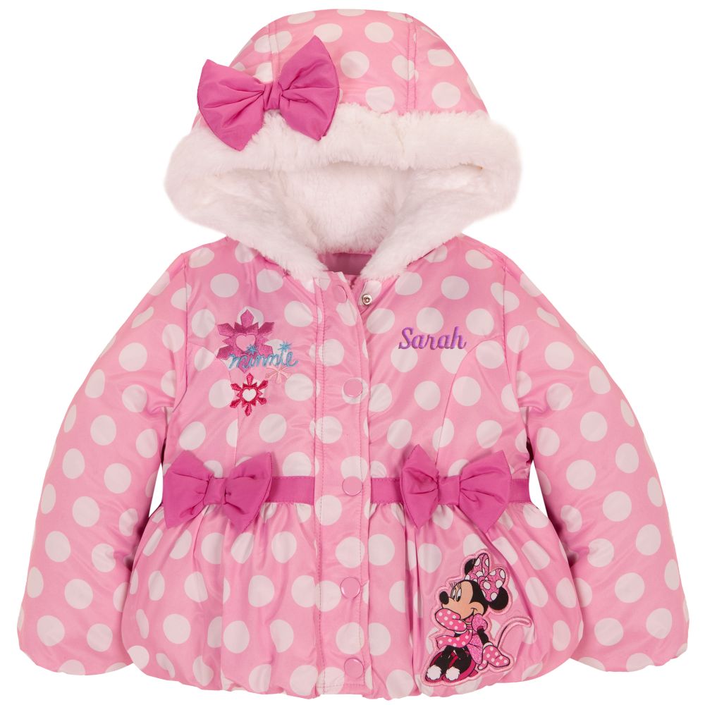 Personalizable Hooded Puffy Minnie Mouse Jacket for Girls
