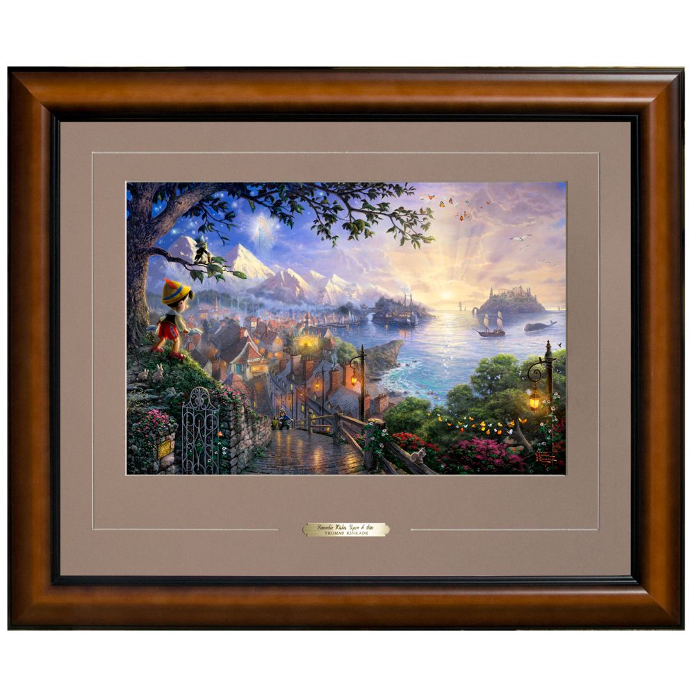 ''Pinocchio Wishes Upon A Star'' Framed Print by Thomas Kinkade -- 22'' x 26''
