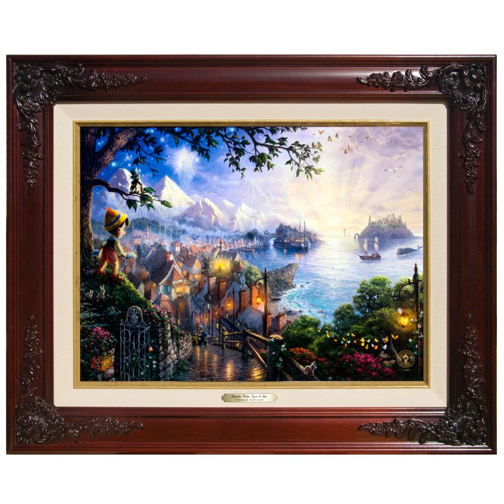''Pinocchio Wishes Upon A Star'' Framed Classics Collection by Thomas Kinkade -- 19'' x 23''