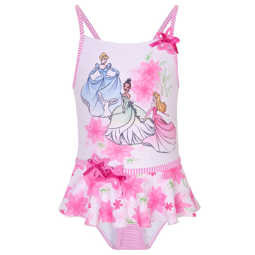 Glittering Floral Disney Princess Swimsuit for Girls