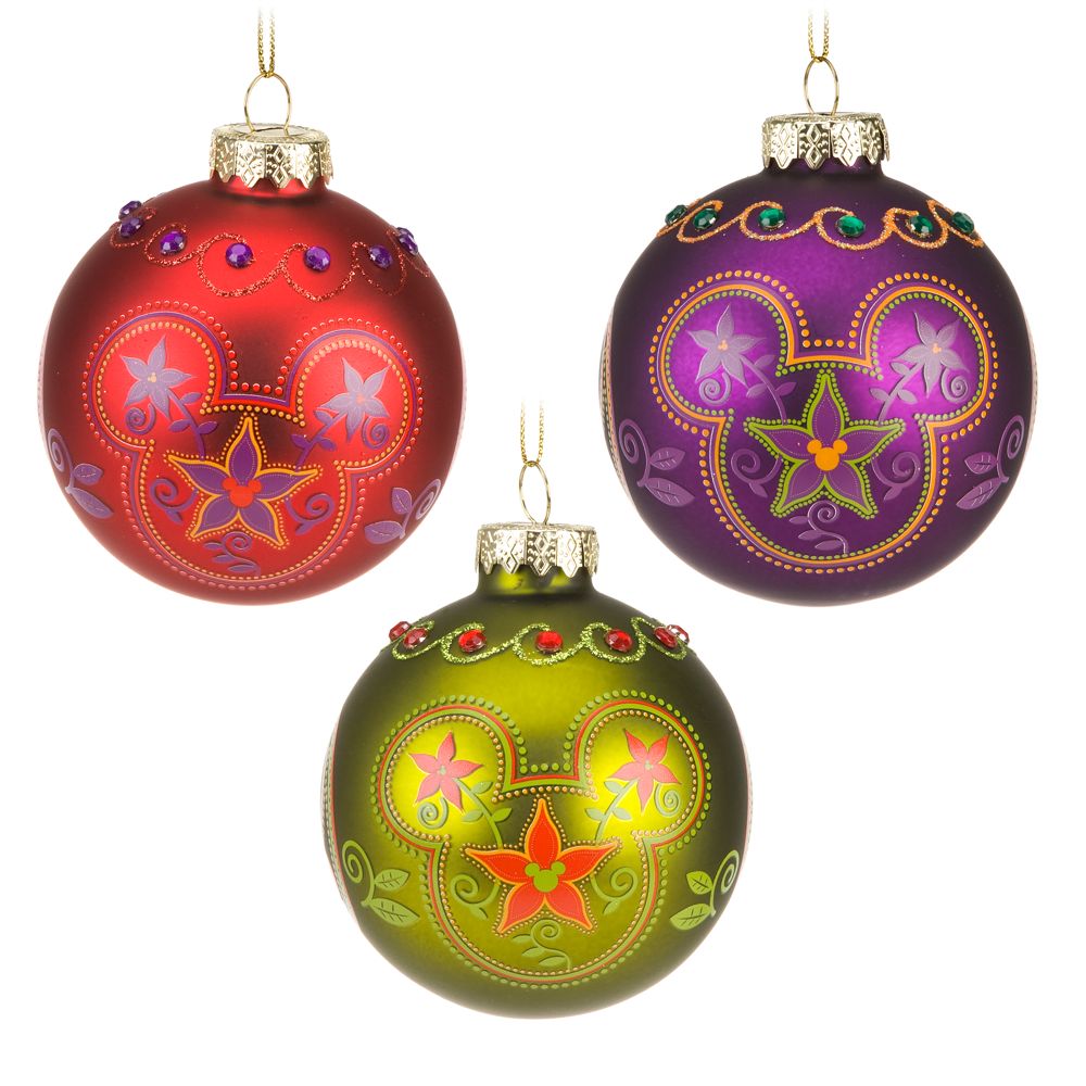 Bohemian Mickey Mouse Ornament Set -- 3-Pc.