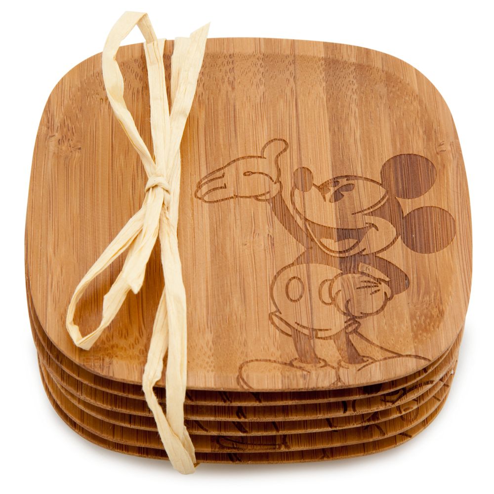Bamboo Mickey Mouse Coaster Set -- 6-Pc.