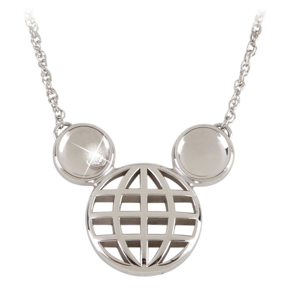 Sterling Silver and Diamond Epcot Globe Necklace from the Disney Dream Collection
