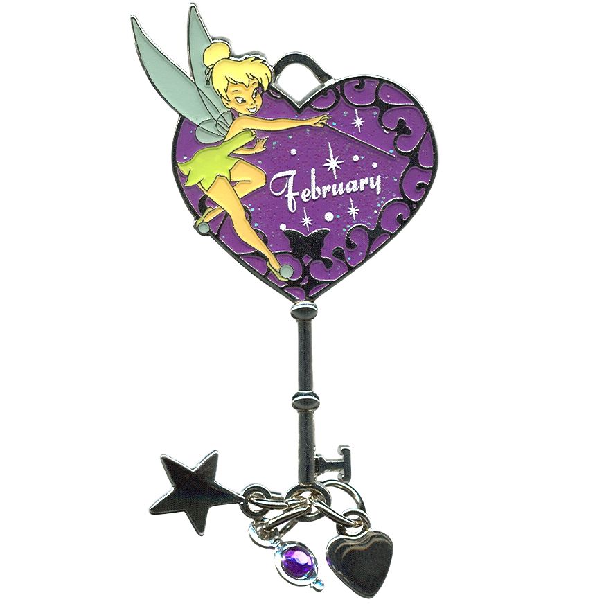 Limited Edition Tinker Bell Birthstone Key Pin -- February