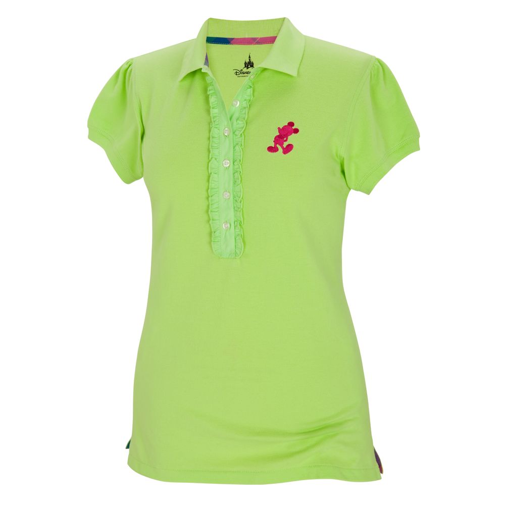 Green Pique Mickey Mouse Polo Shirt for Women