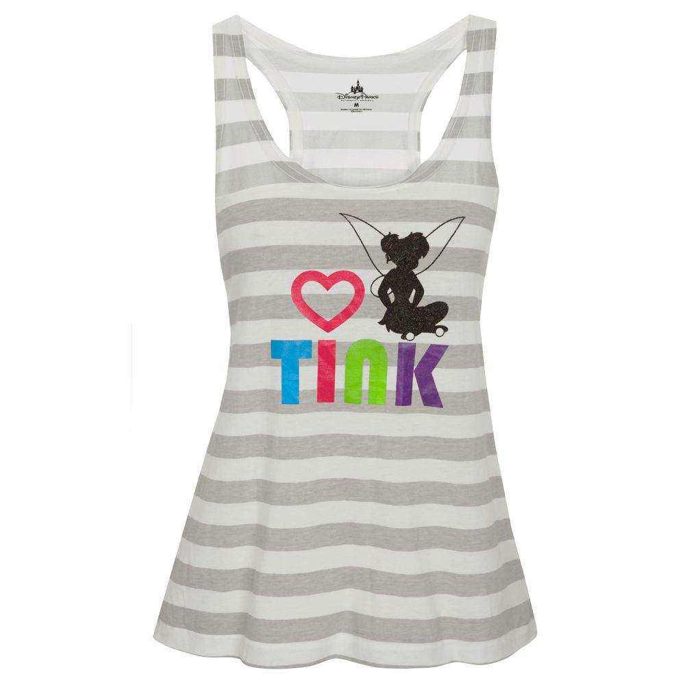 Striped I Heart Tinker Bell Tank Top for Women