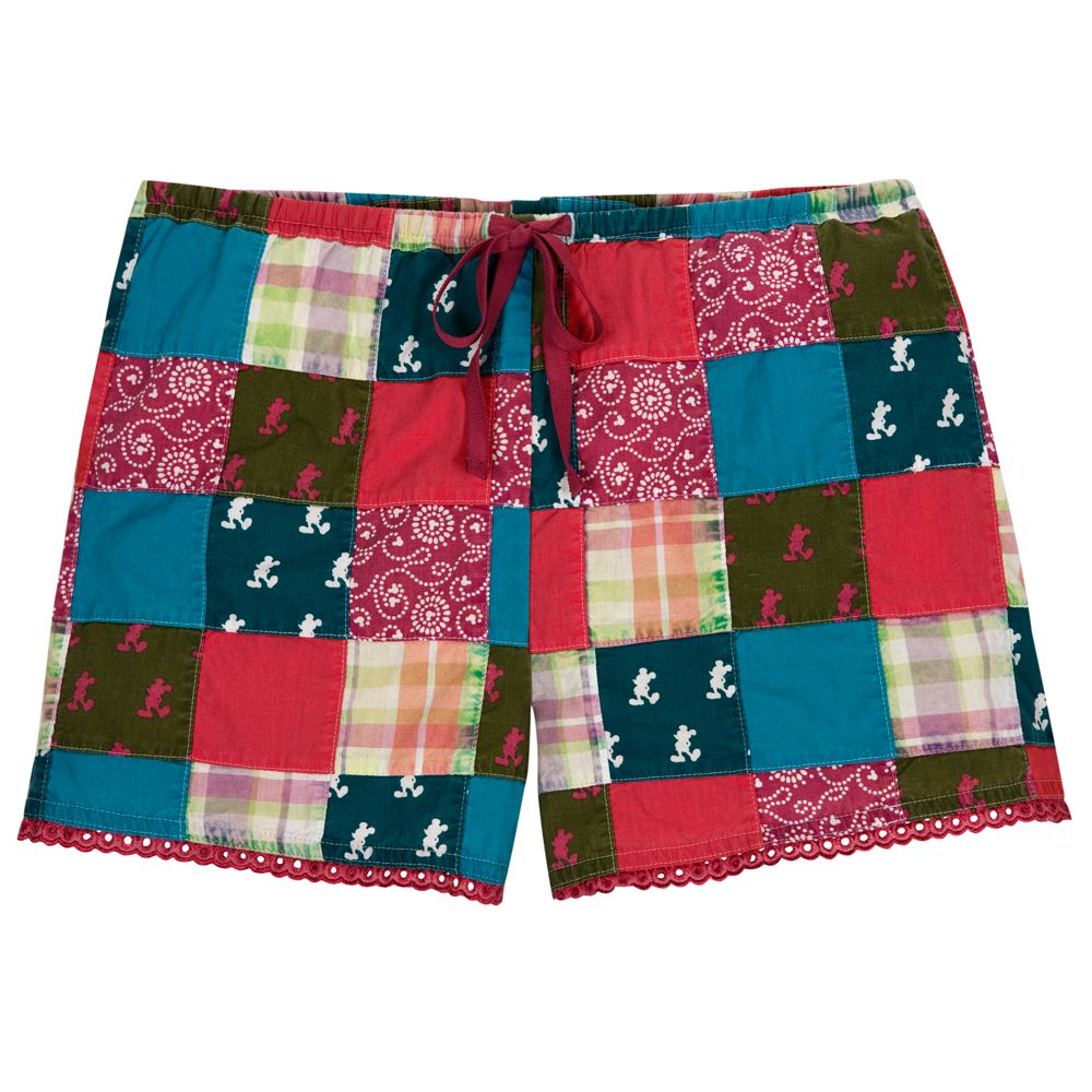 Patchwork Mickey Mouse Sleep Shorts for Women