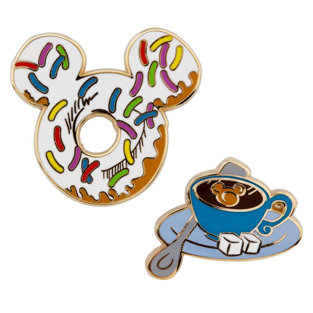 Donut and Tea Breakfast Mickey Mouse Pin Set -- 2-Pc.