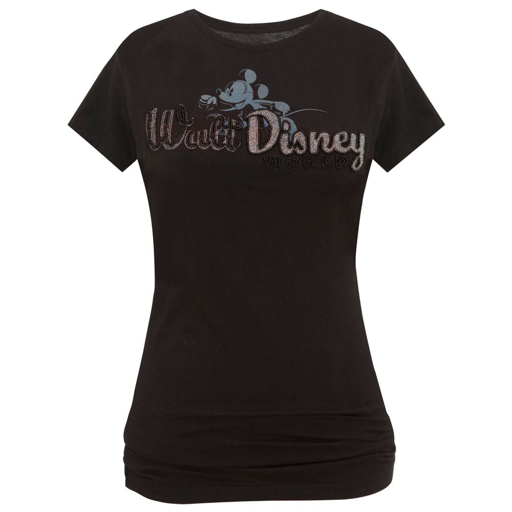Black Beaded Walt Disney World Mickey Mouse Tee for Women