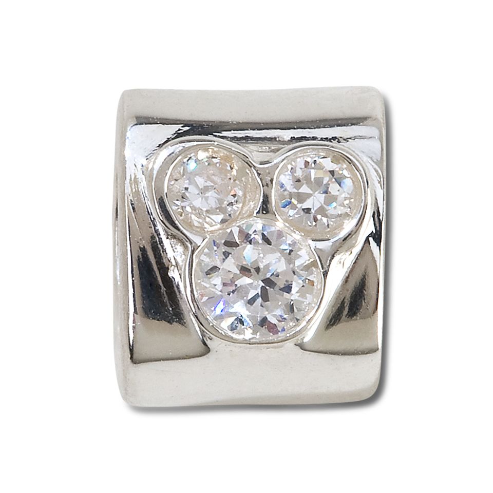 Sterling Silver CZ Mickey Mouse Chamilia Charm -- Clear