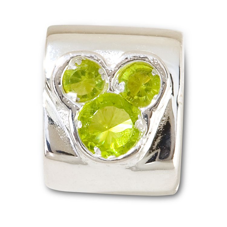 Sterling Silver CZ Mickey Mouse Chamilia Charm -- Green