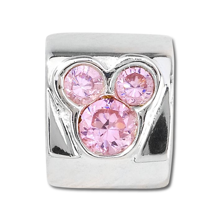 Sterling CZ Mickey Mouse Chamilia Charm -- Pink