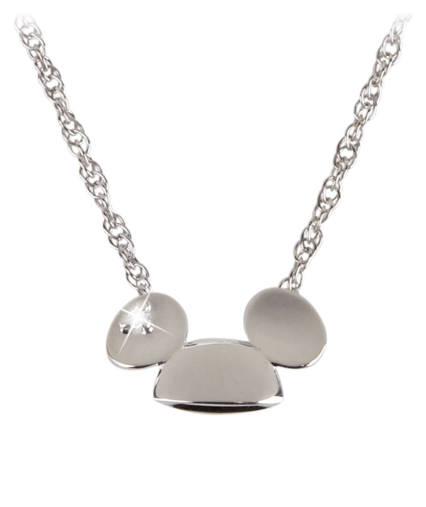 Sterling Silver and Diamond Mickey Mouse Ears Hat Necklace from the Disney Dream Collection