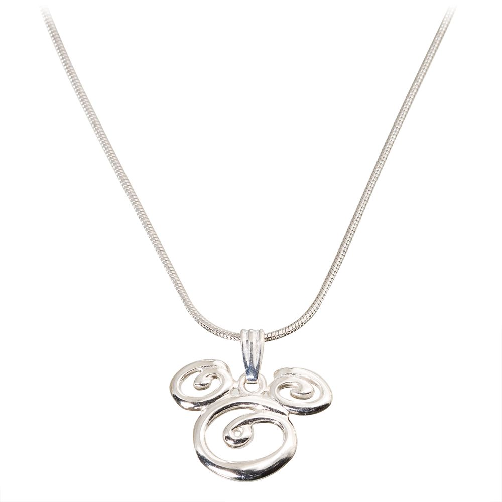Sterling Silver Swirl Mickey Mouse Necklace
