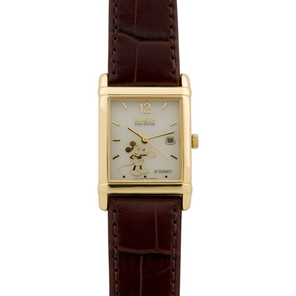 Citizen&reg; Eco-Drive&reg; Brown Leather Mickey Mouse Watch for Men