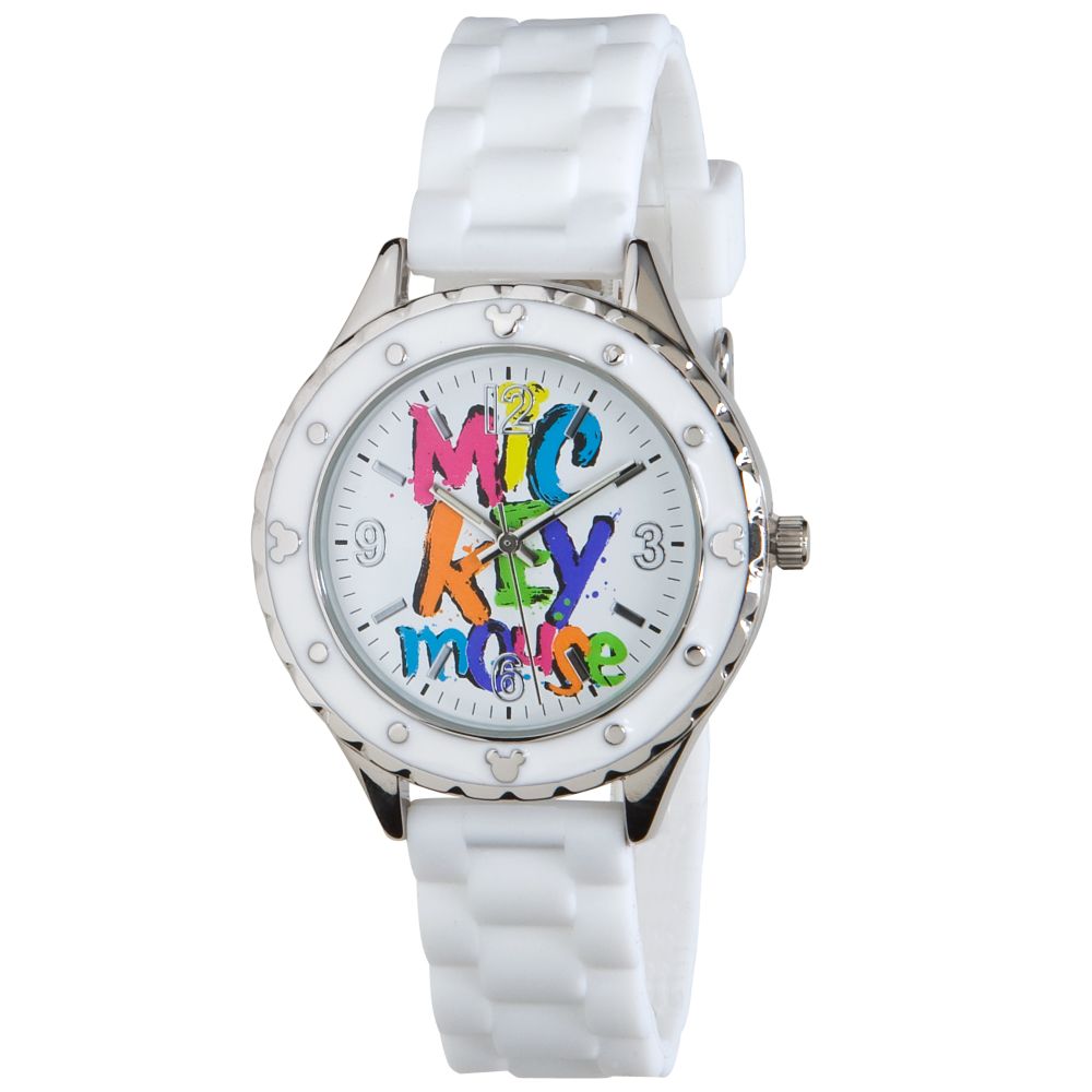 Silicone Woven Mickey Mouse Watch -- White