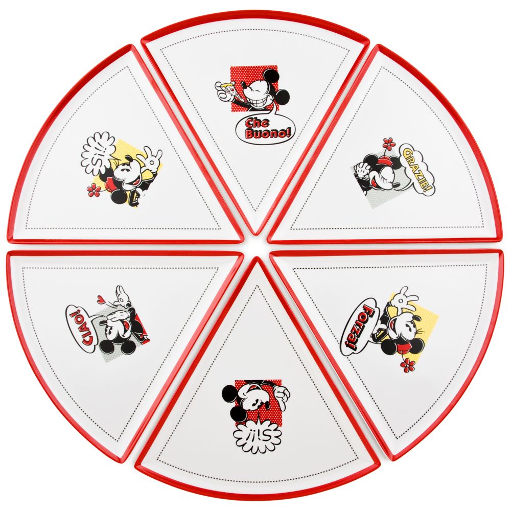 Mickey and Minnie Mouse Pizza Plates -- Set of 6