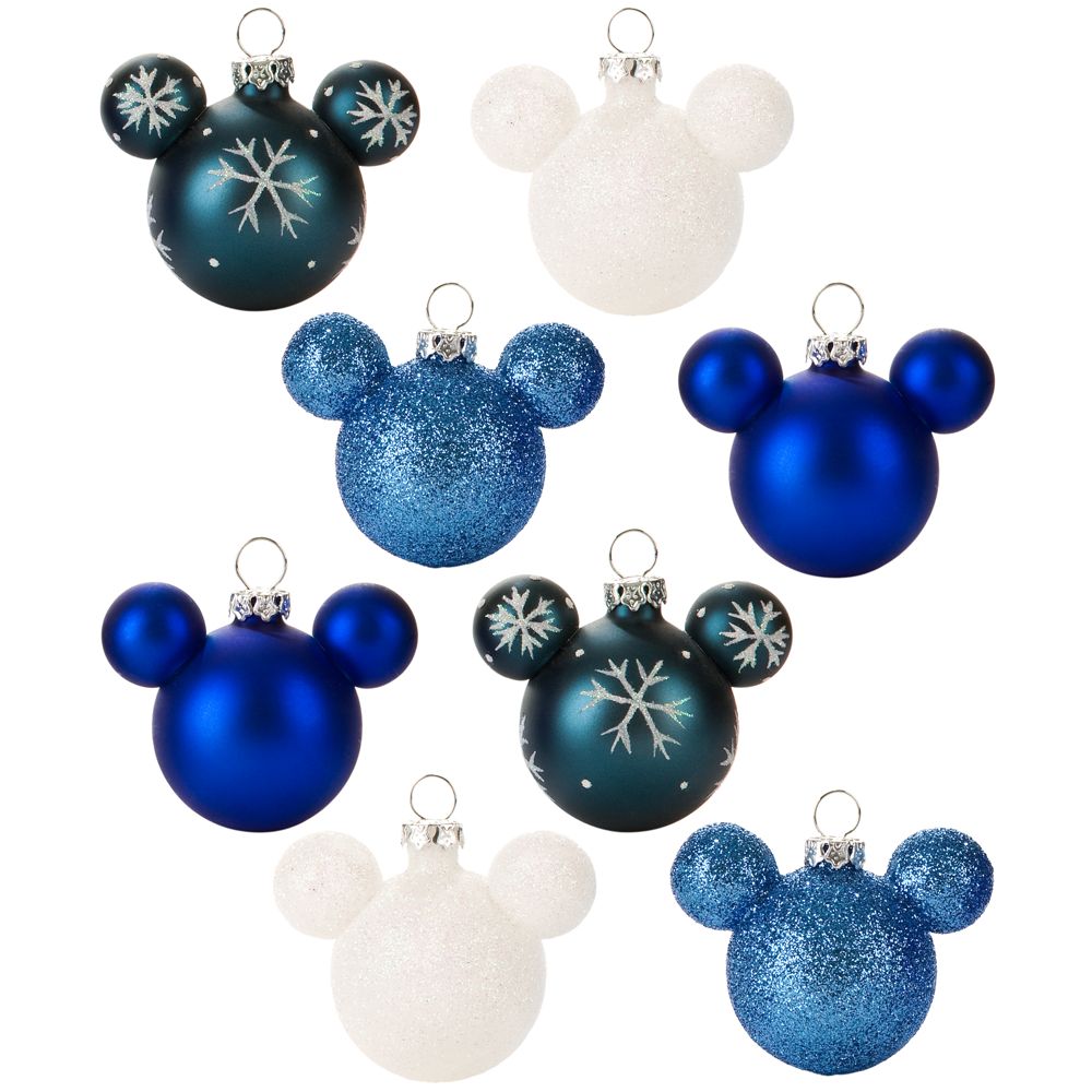 Winter Glass Mini Mickey Mouse Holiday Ornaments -- 8-Pc. Set