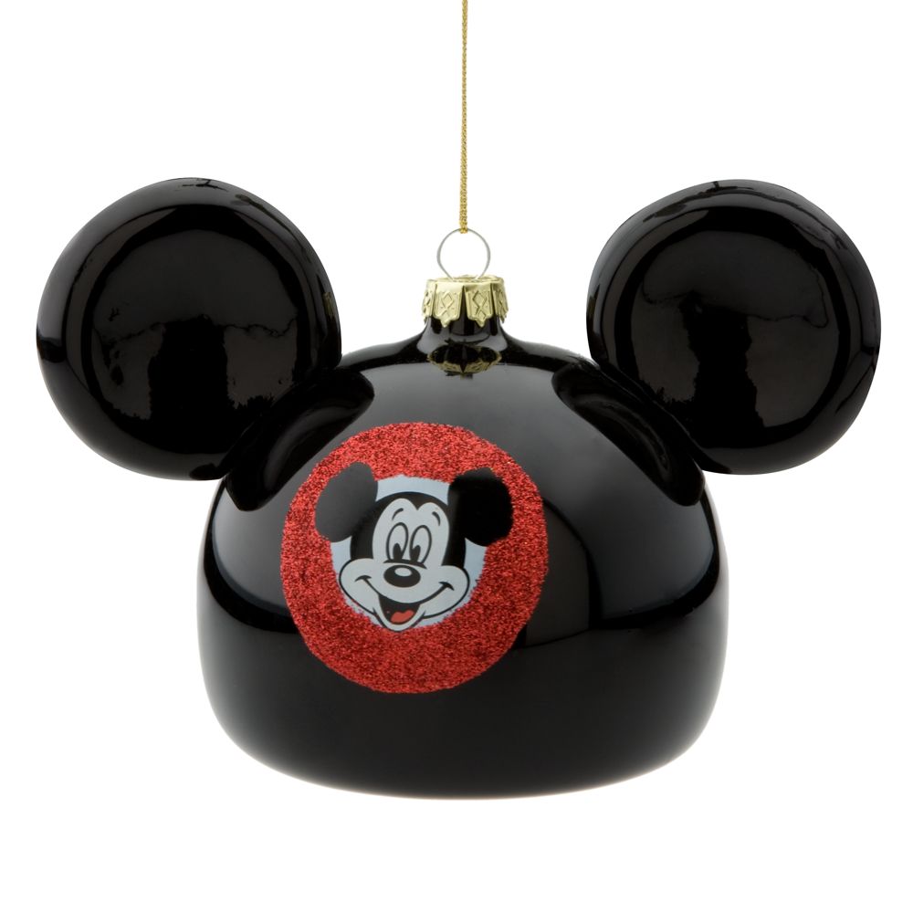 Glass Mickey Mouse Ear Hat Holiday Ornament