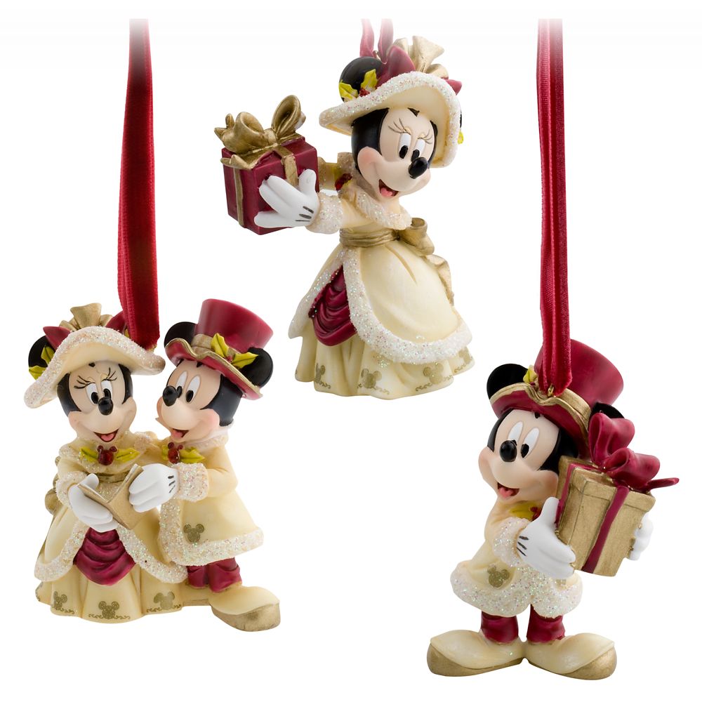 Victorian Minnie and Mickey Mouse Holiday Ornament Set -- 3-Pc.