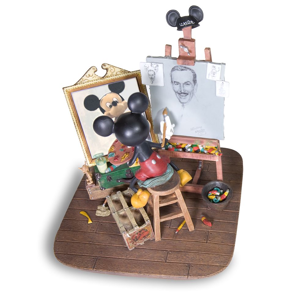 Self-Portrait Walt Disney and Mickey Mouse Figurine