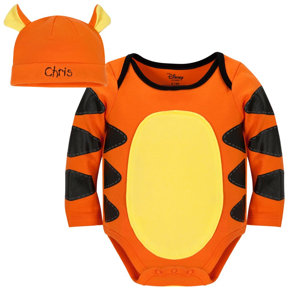 Personalizable Tigger Costume Bodysuit and Cap for Baby Boys