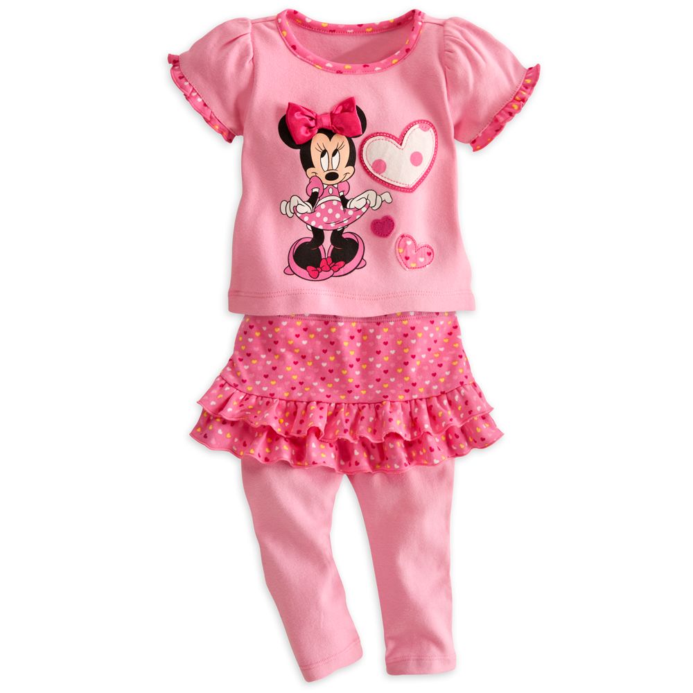 Minnie Mouse Top and Skirt with Leggings Set for Baby