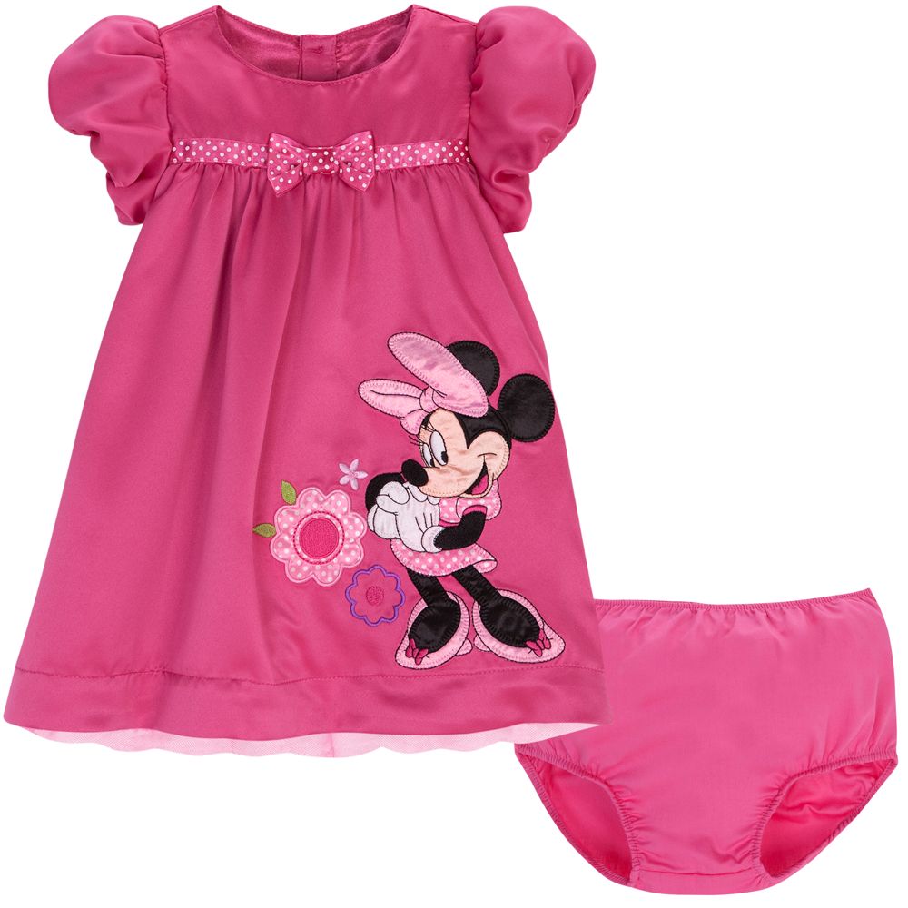 Bubble Sleeve Minnie Mouse Dress for Infant Girls -- 2-Pc.