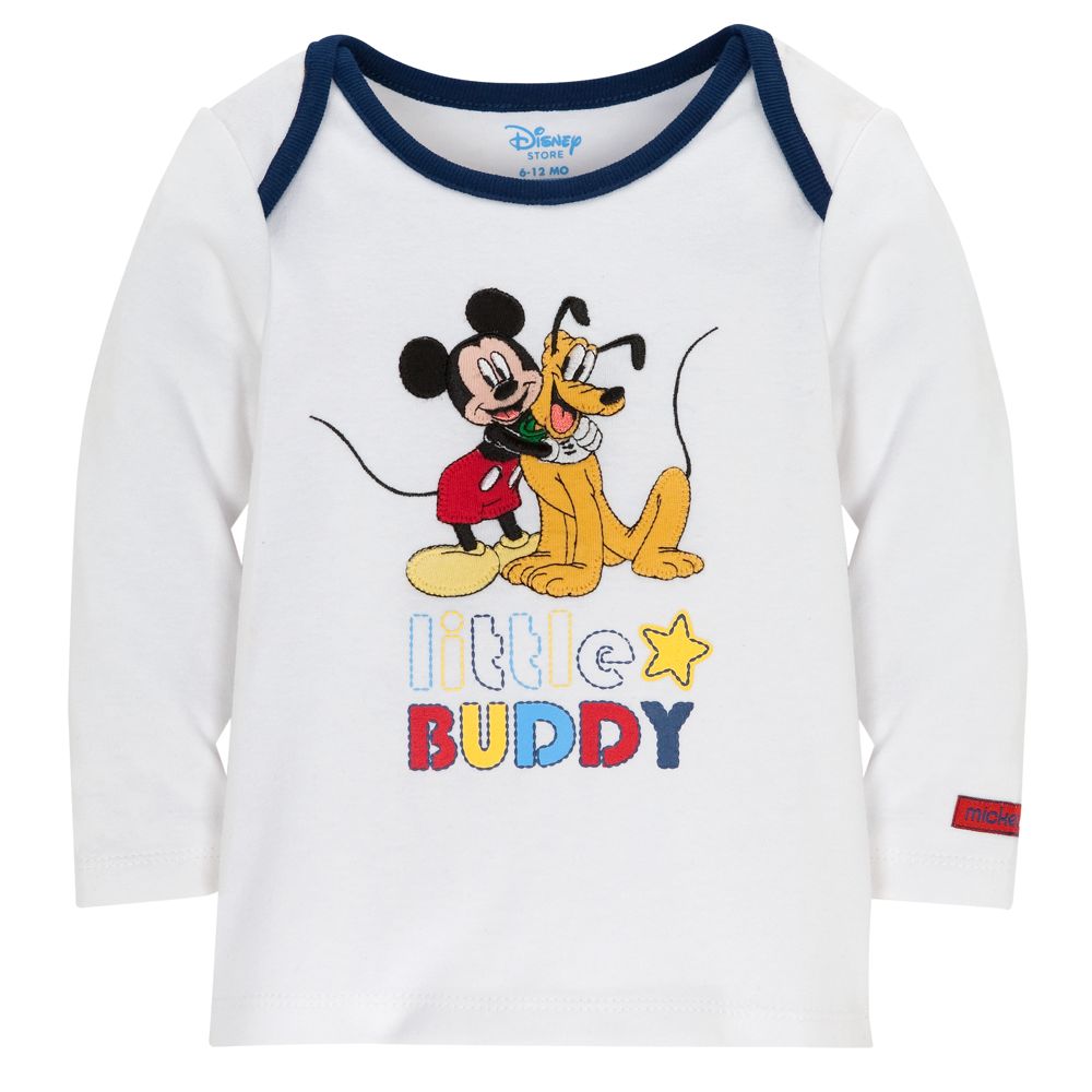 Long Sleeve ''Little Buddy'' Pluto and Mickey Mouse Tee for Babies