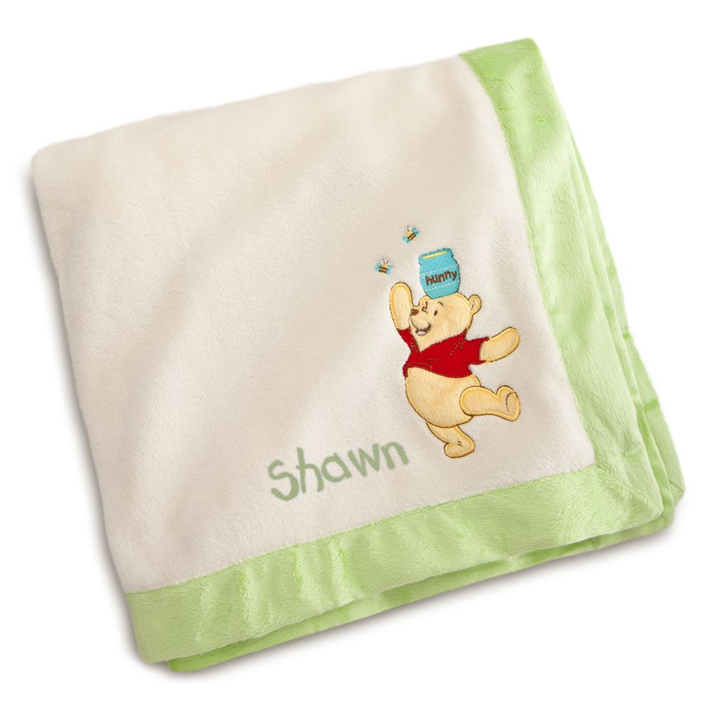 Winnie the Pooh Plush Blanket for Baby - Personalizable