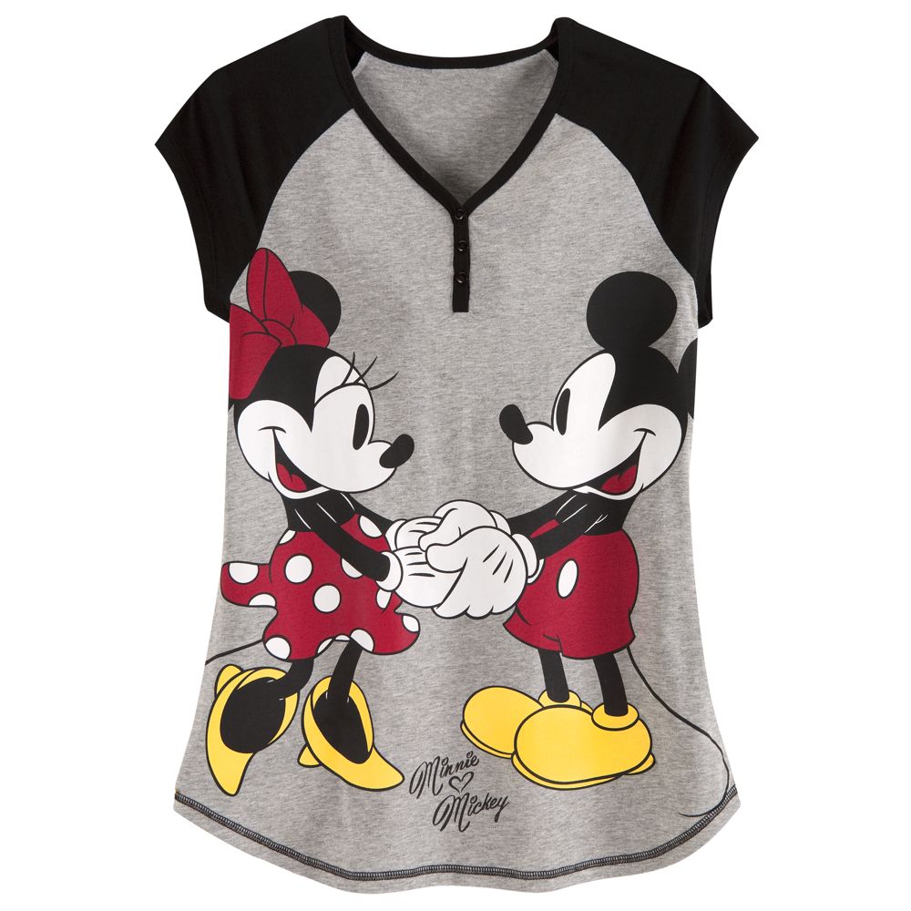Raglan Sleeve Minnie and Mickey Mouse Nightshirt for Women