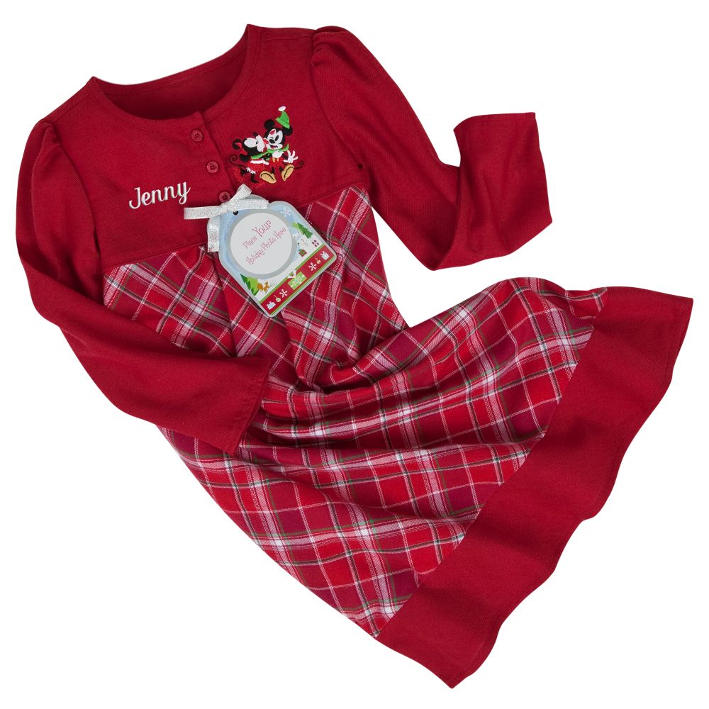 Personalized Mickey's Holiday Plaid Nightgown for Girls