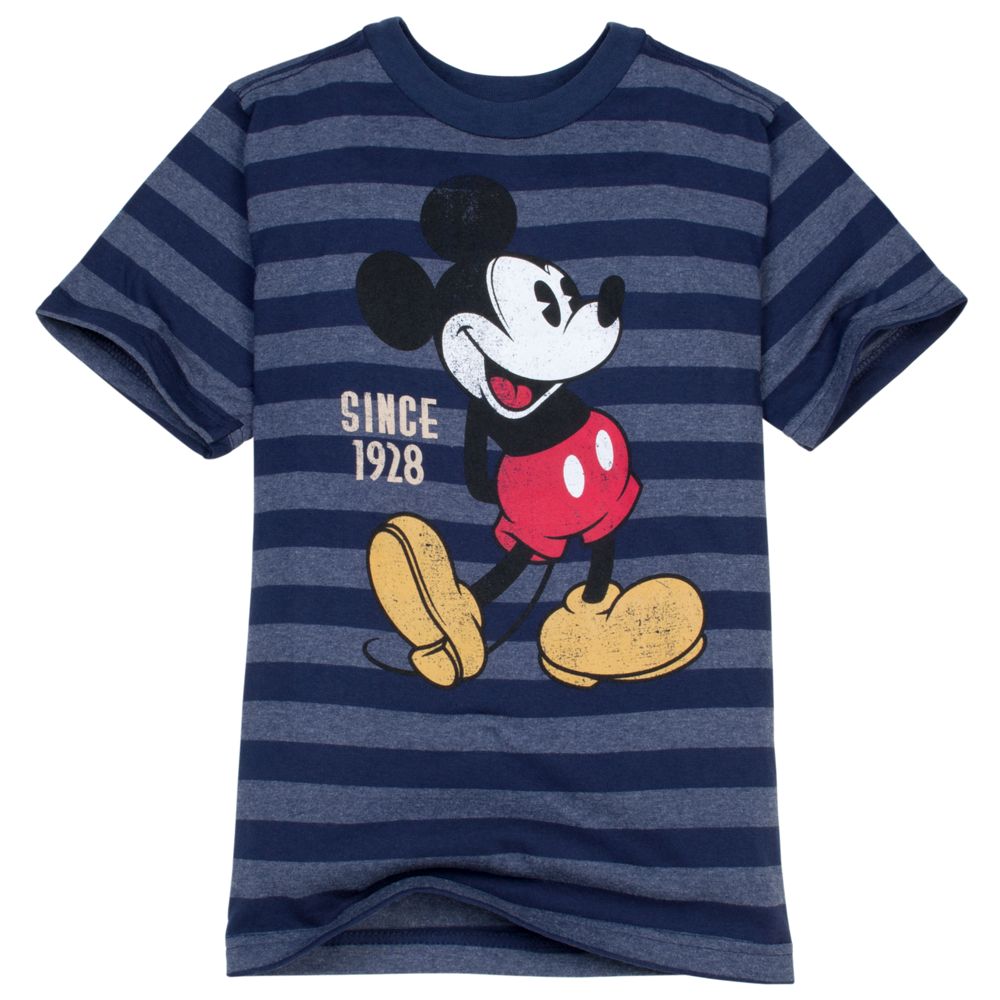 Striped Mickey Mouse Tee for Boys