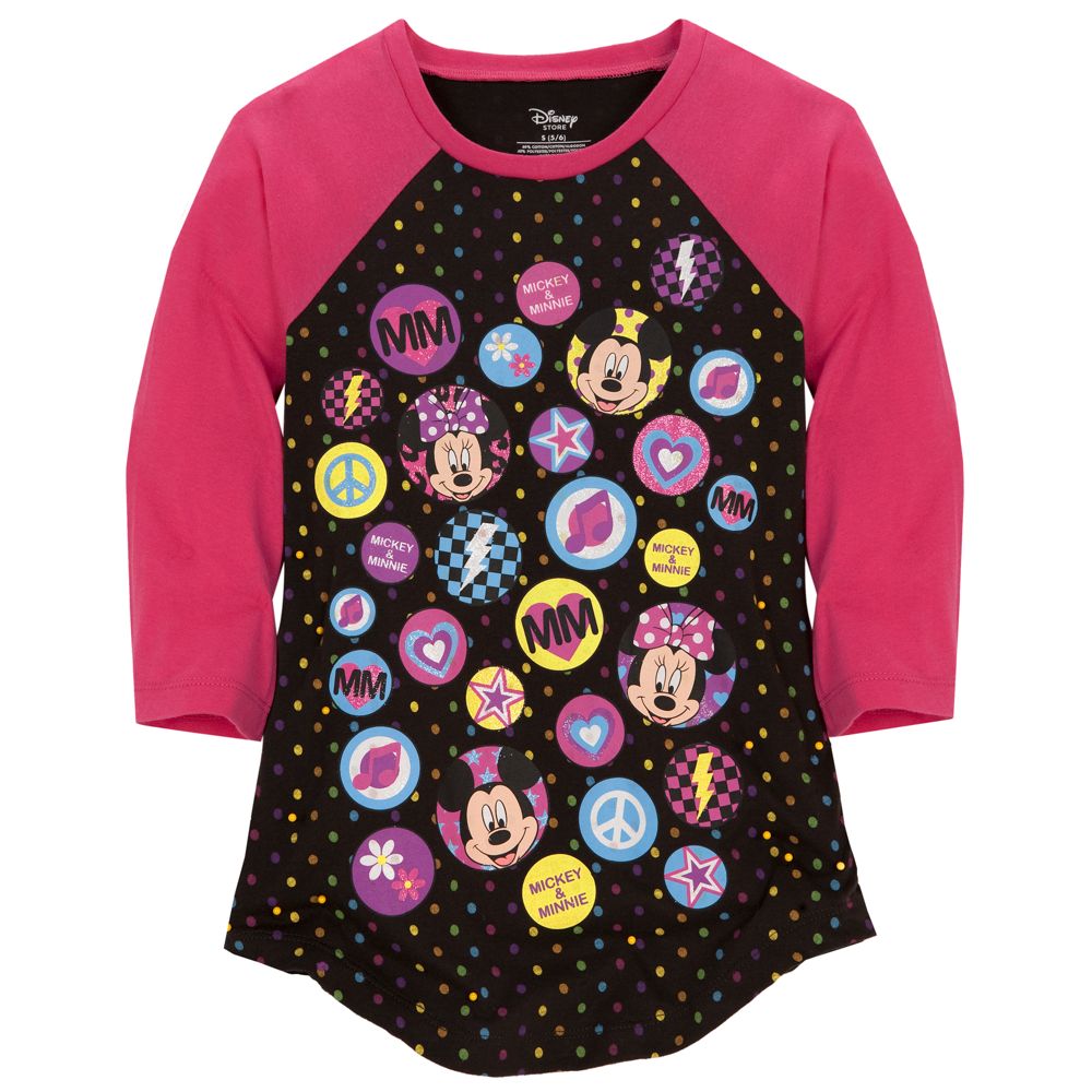 Raglan Sleeve Minnie and Mickey Mouse Tee for Girls
