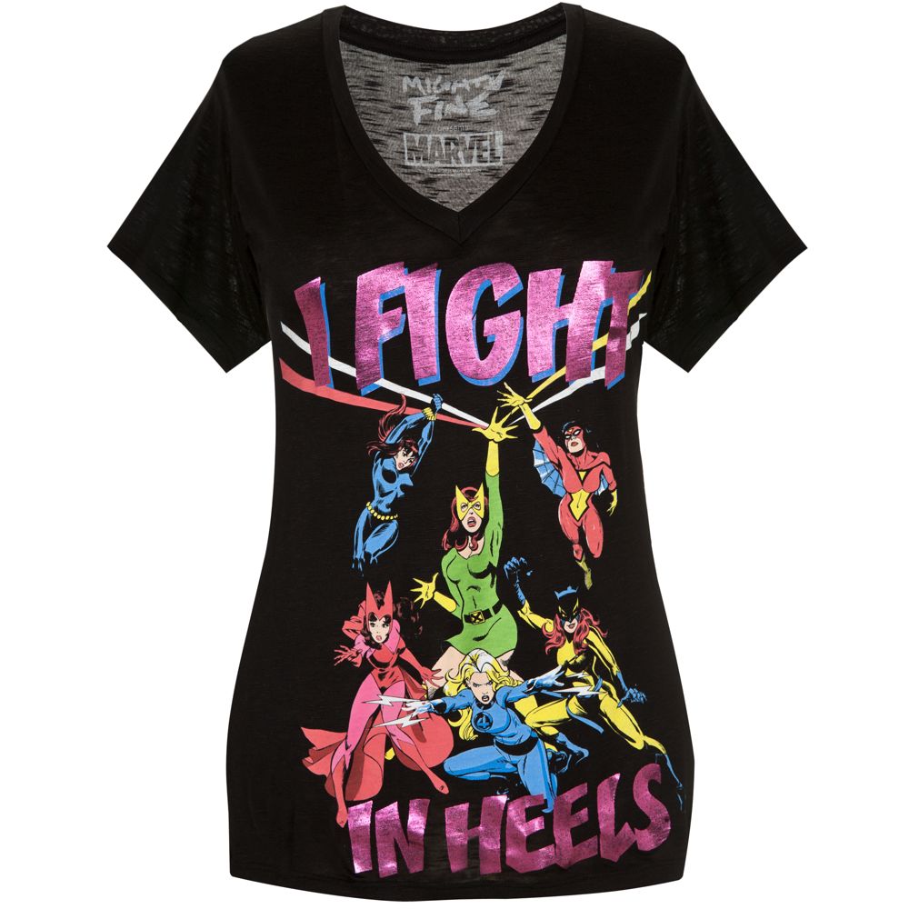''I Fight in Heels'' Marvel Heroines Tee for Women by Mighty Fine