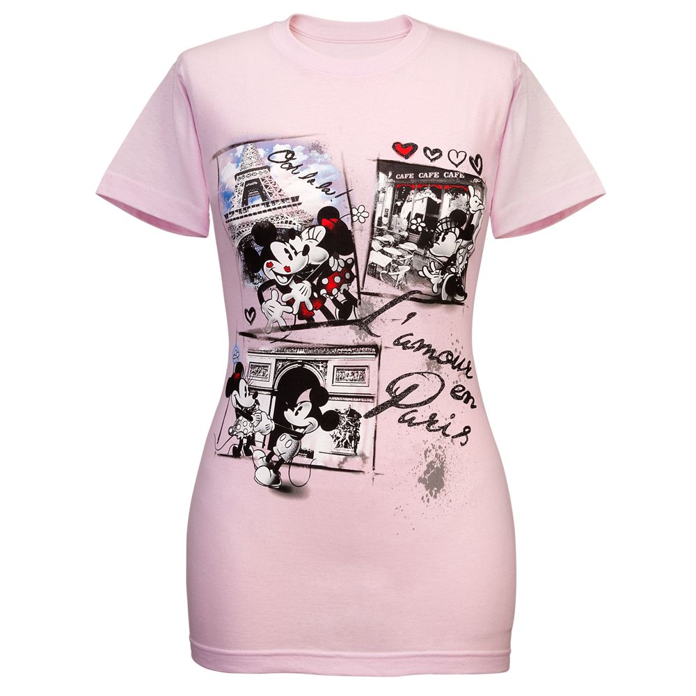 ''L'amore en Paris'' Minnie and Mickey Mouse Tee for Women