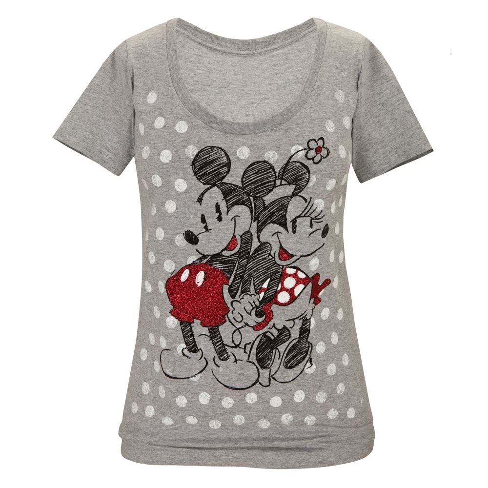 Polka Dots Minnie and Mickey Mouse Tee for Women