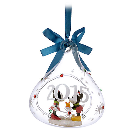 Mickey and Minnie Mouse Glass Drop Sketchbook Ornament 2015