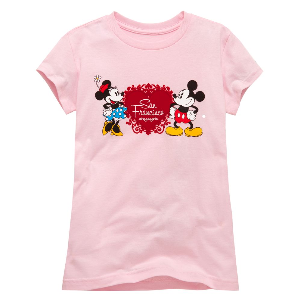 San Francisco Heart Minnie and Mickey Mouse Tee for Girls -- Made With Organic Cotton