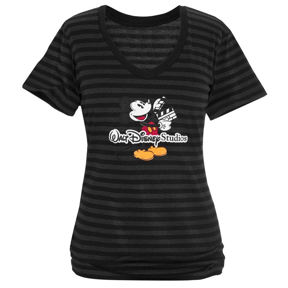 V-Neck Striped Walt Disney Studios Mickey Mouse Tee for Women -- Made with Organic Cotton