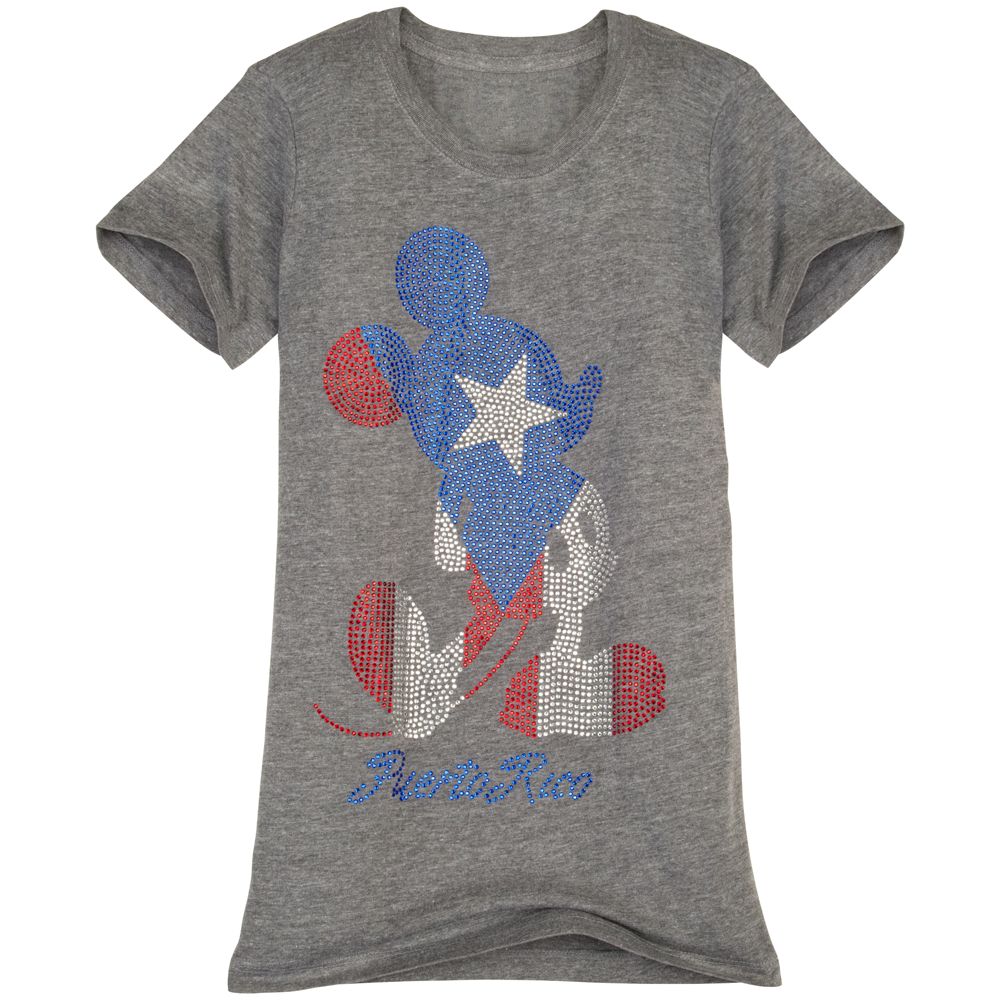 Rhinestone Puerto Rico Mickey Mouse Tee for Women