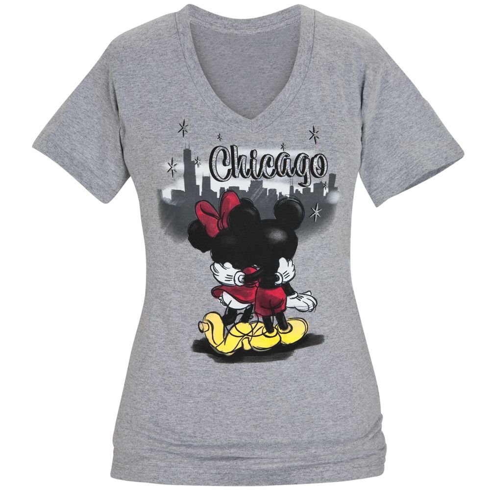 V-Neck Chicago Minnie and Mickey Mouse Tee for Women -- Made With Organic Cotton
