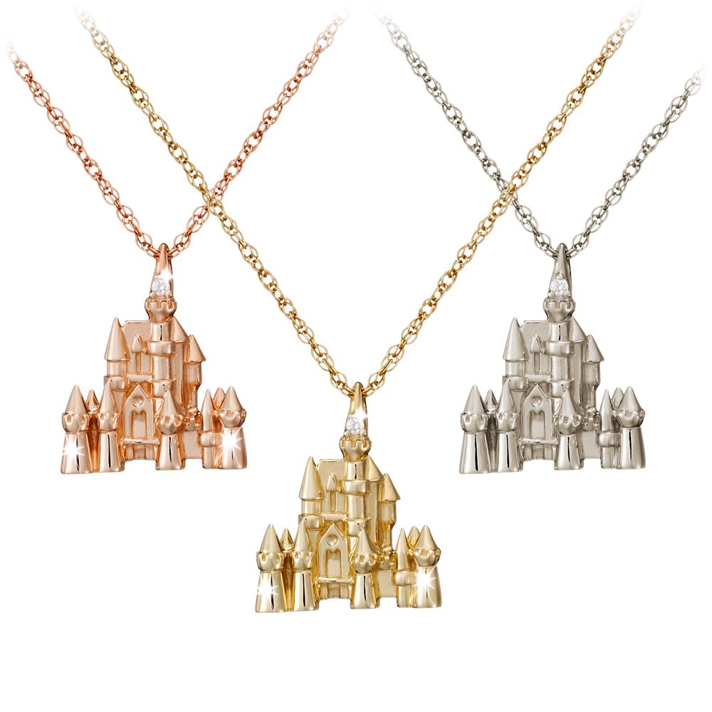 Diamond and Gold Disney Castle Necklace -- 18 Karat