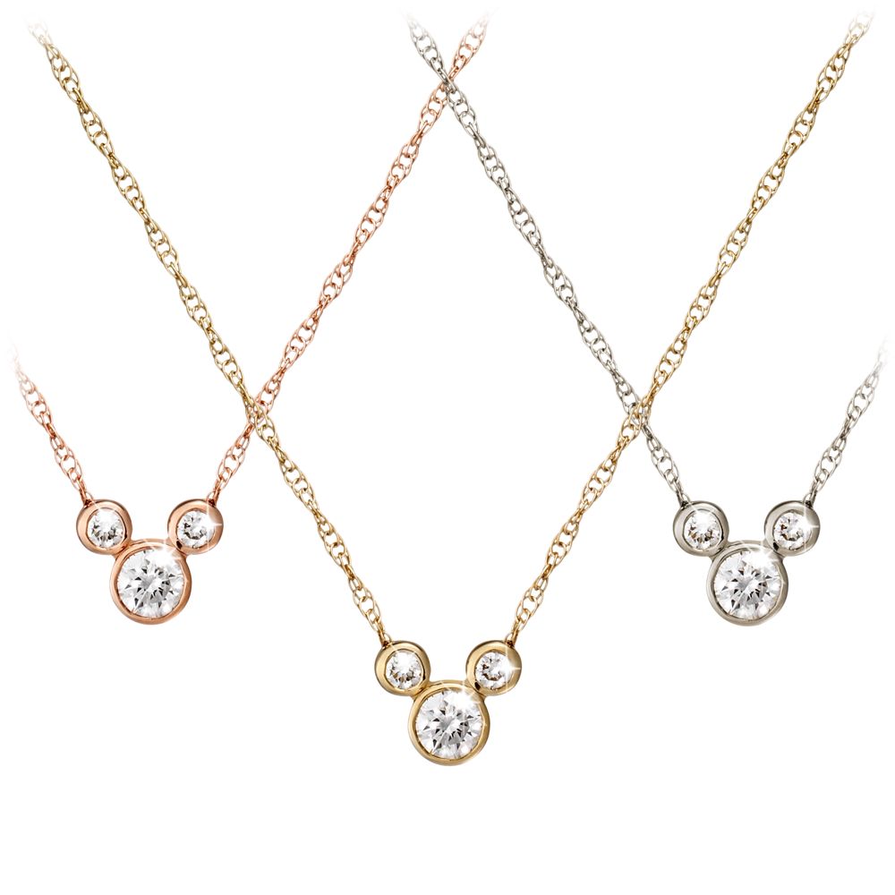 Diamond Icon Mickey Mouse Necklace: Small -- 14 Karat