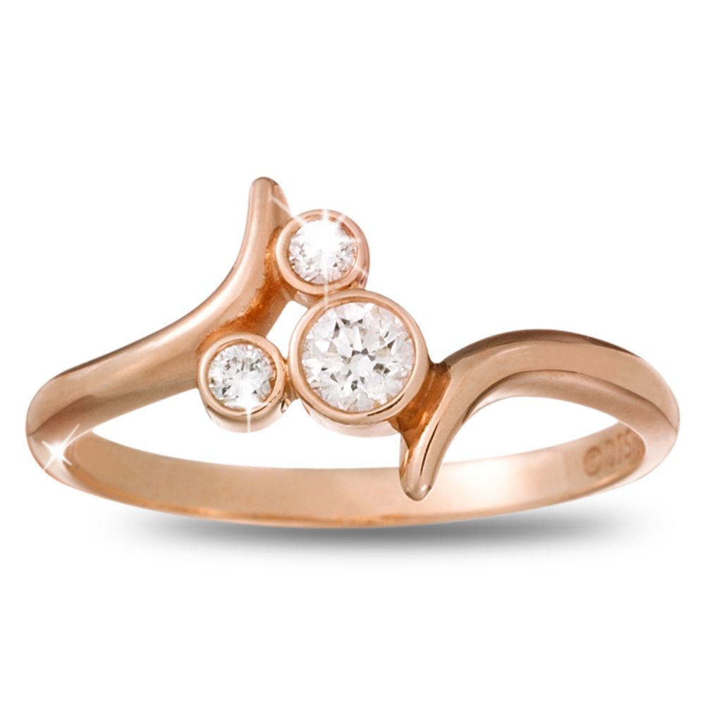 Diamond Bypass Icon Mickey Mouse Ring -- 14 Karat Rose Gold